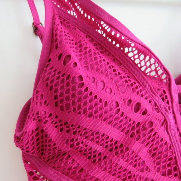 BECCA Purple Color Play Crochet Plunge One-Piece Swimsuit Magenta - Size XS - Picture 8 of 14